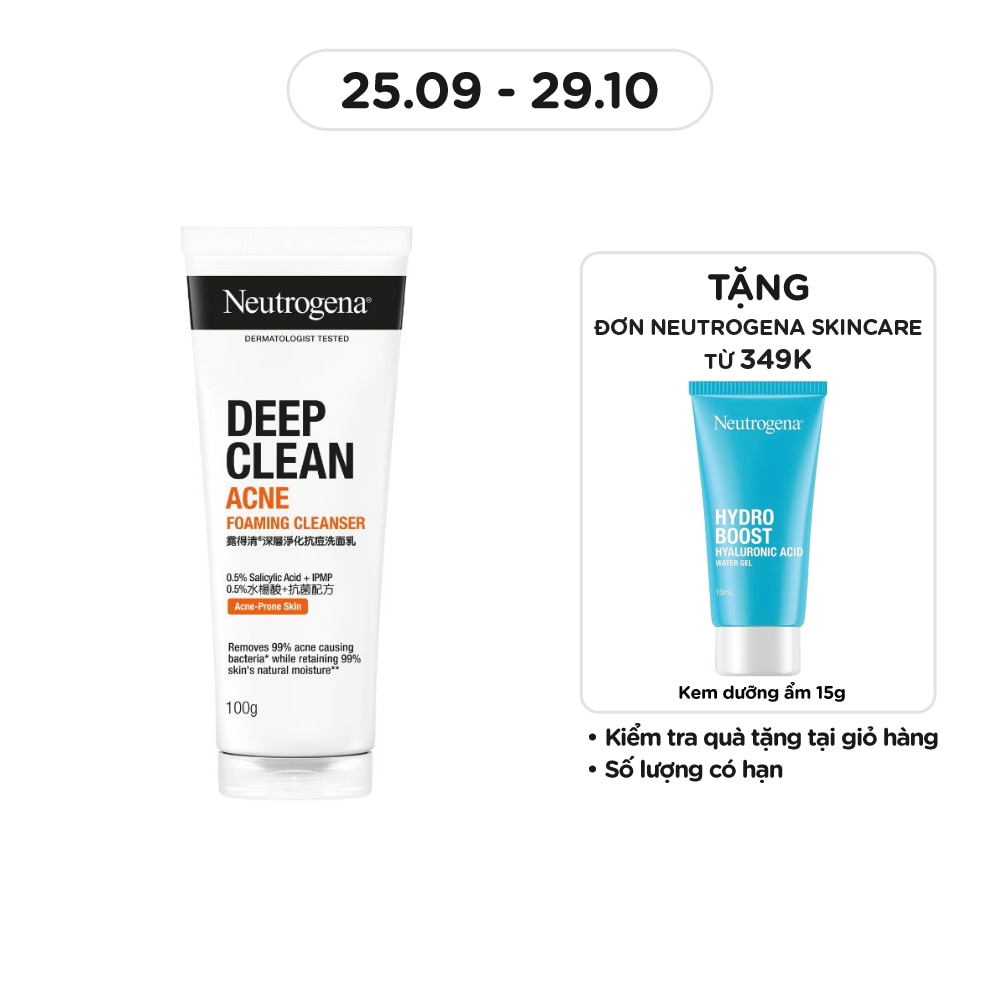 Sữa Rửa Mặt Neutrogena Ngừa Mụn Deep Clean Acne 100g