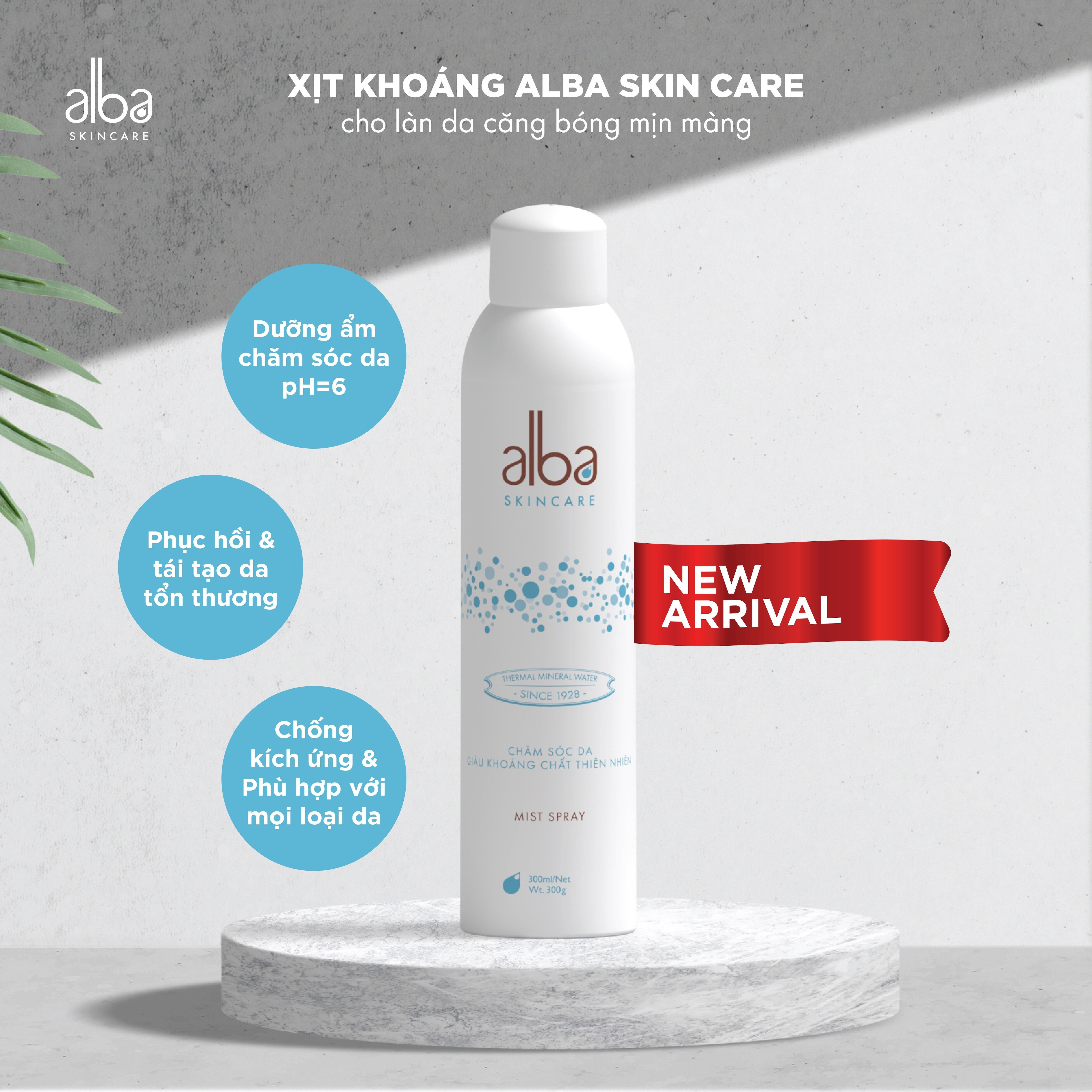 Xịt Khoáng Alba Skincare Chăm Sóc Da Giàu Khoáng Chất Thiên Nhiên 300ml