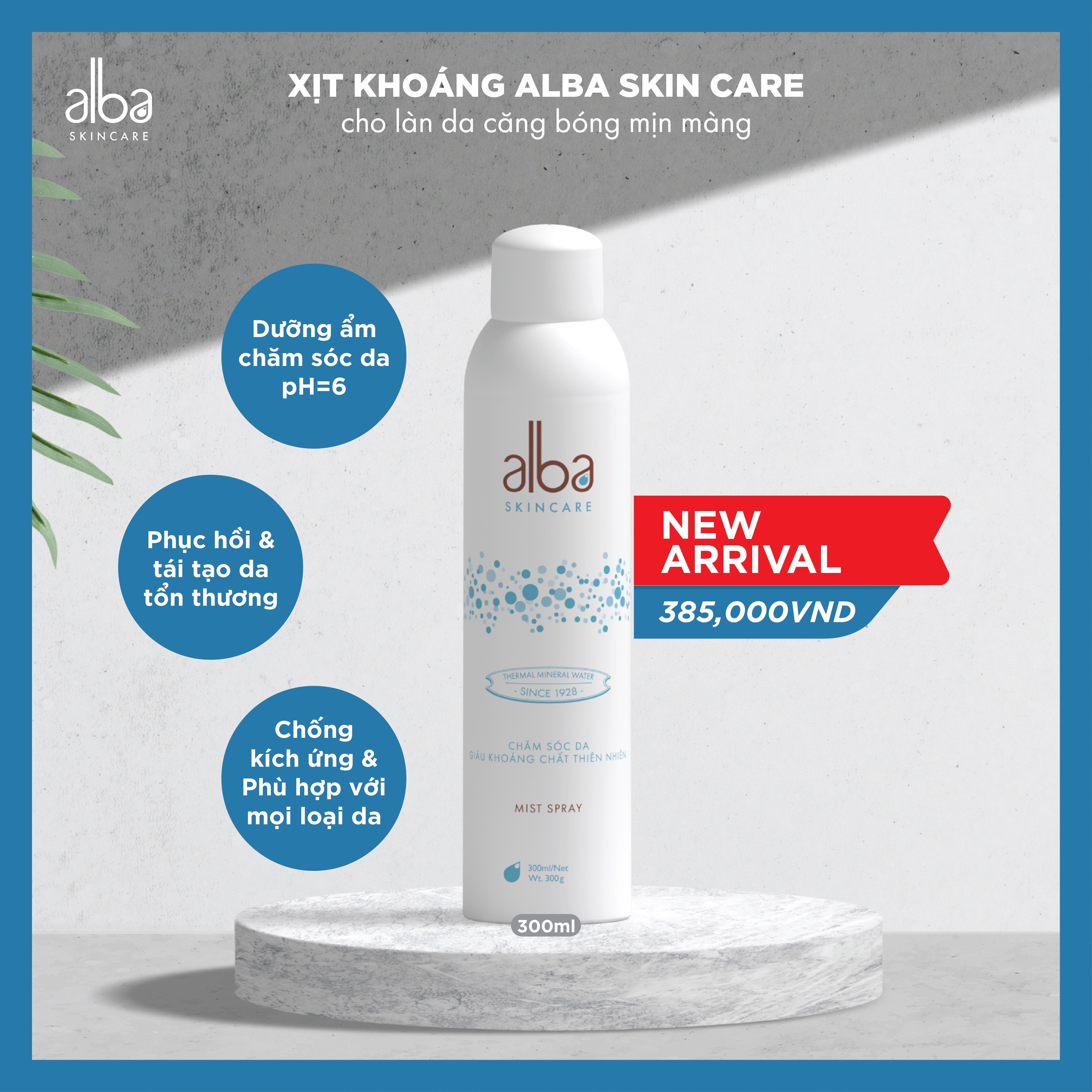 Xịt Khoáng Alba Skincare Chăm Sóc Da Giàu Khoáng Chất Thiên Nhiên 300ml