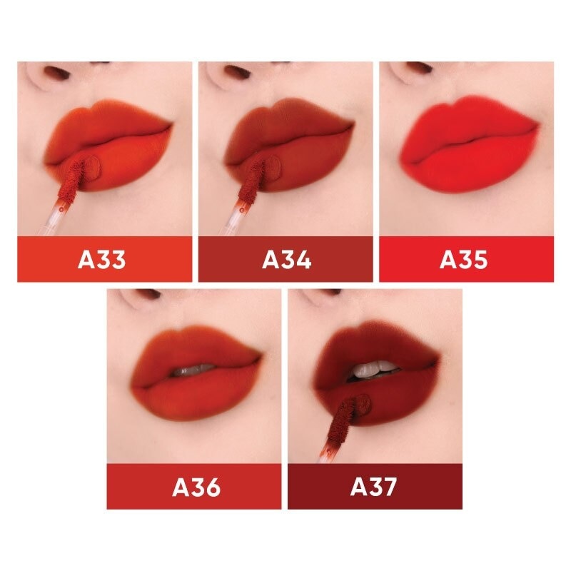 Son Kem Lì Black Rouge Mịn Môi AirFit Velvet Tint Ver 7 Crown 37.6g .#A33 Sunset Crown Đỏ Cam