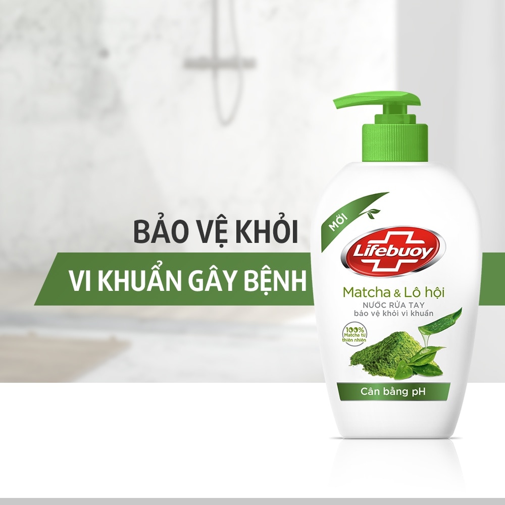 Nước Rửa Tay Lifebuoy Matcha & Lô Hội 450g