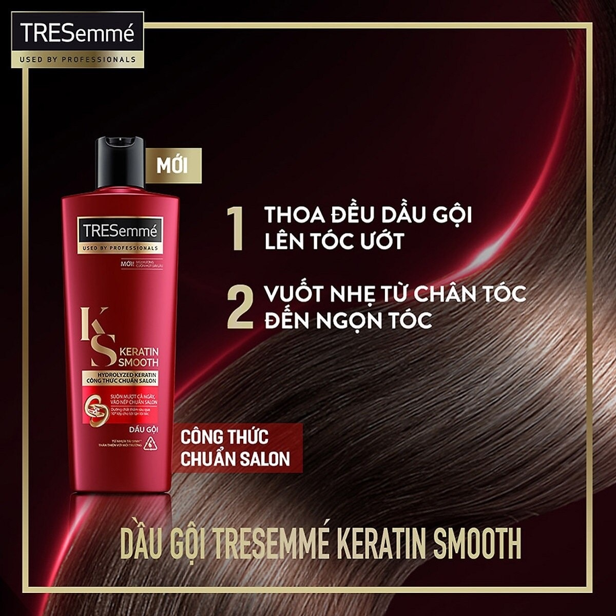 Dầu Gội Tresemmé Keratin Smooth Tinh Dầu Argan & Keratin Vào Nếp Suôn Mượt 850g