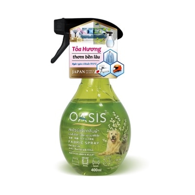 OASIS Xịt Khử Mùi Oasis Ngăn Ngừa Vi Khuẩn Trên Vải & Mùi Hôi Thú Cưng Happiness Green & Muguet 400ml