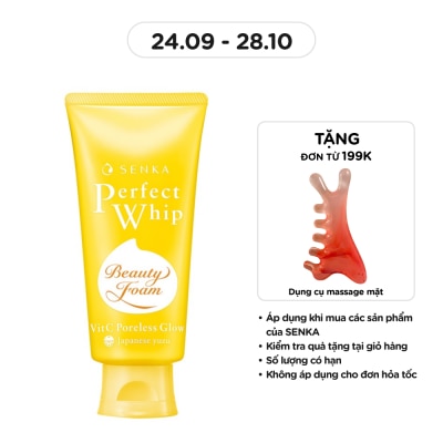 SENKA Sữa Rửa Mặt Senka Perfect Whip Vit C Poreless Glow Dưỡng Sáng Mờ Thâm 100g image