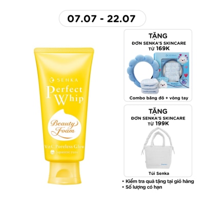 SENKA - Sữa Rửa Mặt Senka Perfect Whip Vit C Poreless Glow Dưỡng Sáng Mờ Thâm 100g