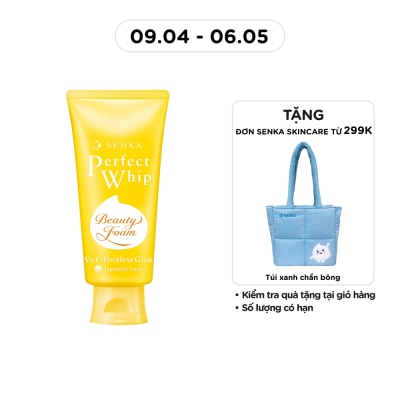 SENKA - Sữa Rửa Mặt Senka Perfect Whip Vit C Poreless Glow Dưỡng Sáng Mờ Thâm 100g