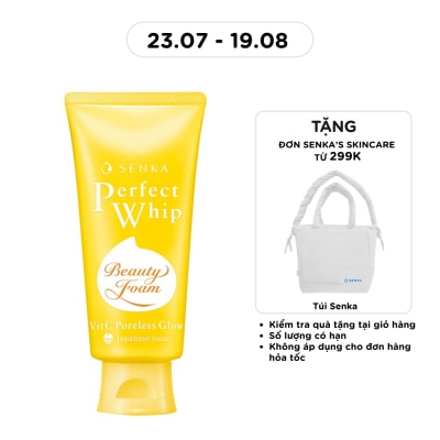SENKA - Sữa Rửa Mặt Senka Perfect Whip Vit C Poreless Glow Dưỡng Sáng Mờ Thâm 100g image