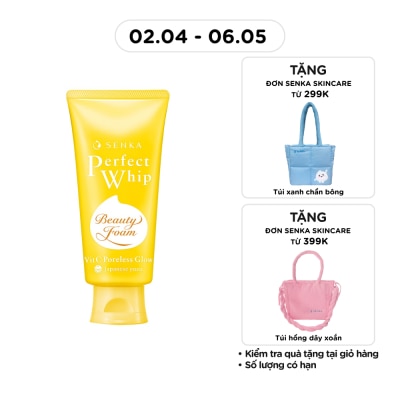 SENKA - Sữa Rửa Mặt Senka Perfect Whip Vit C Poreless Glow Dưỡng Sáng Mờ Thâm 100g