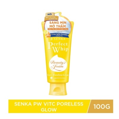 SENKA Sữa Rửa Mặt Senka Perfect Whip Vit C Poreless Glow Dưỡng Sáng Mờ Thâm 100g