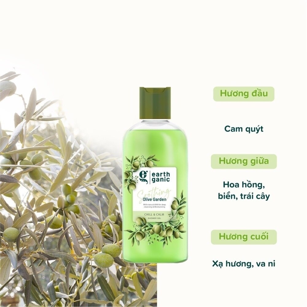 Gel Tắm Earthganic Chill & Calm Hương Ô Liu 240ml