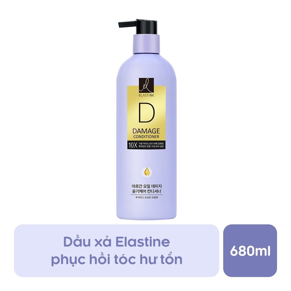 Dầu Xả Elastine Phục Hồi Tóc Hư Tổn Argan Oil Damage Care 10X Conditioner 680ml