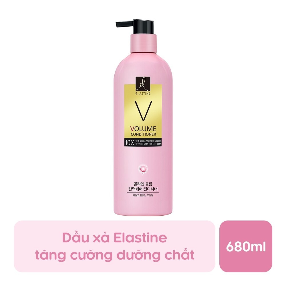 Dầu Xả Elastine Dành Cho Tóc Yếu Và Gãy Rụng Collagen Volume Care 10X Conditioner 680ml