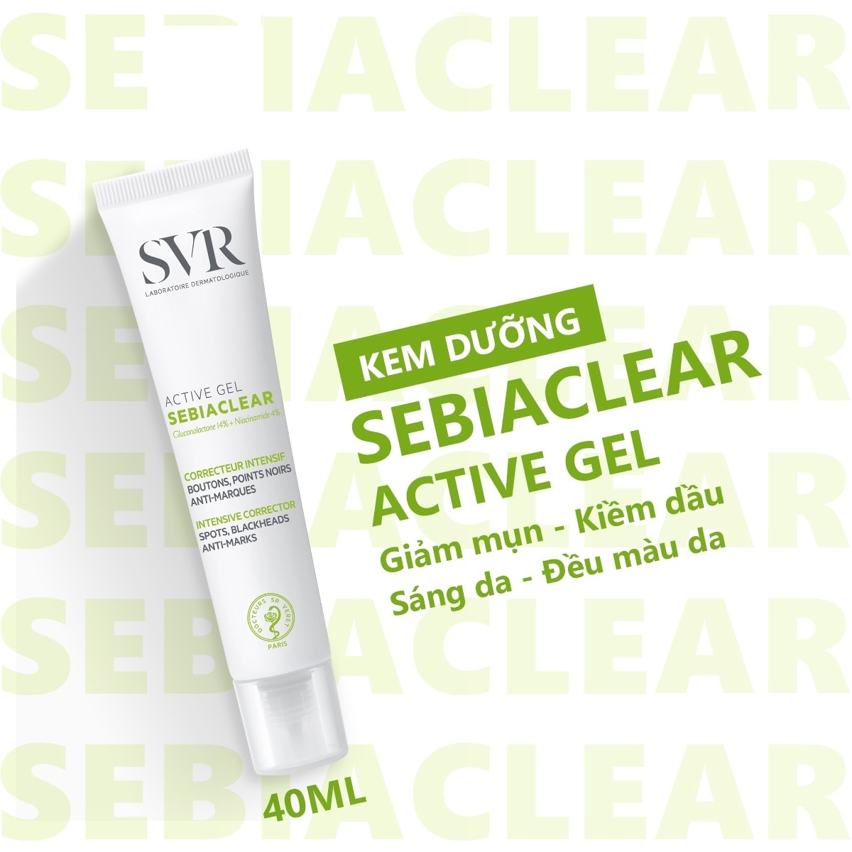 Gel Dưỡng Ẩm SVR Giảm Mụn Sebiaclear Active 40ml