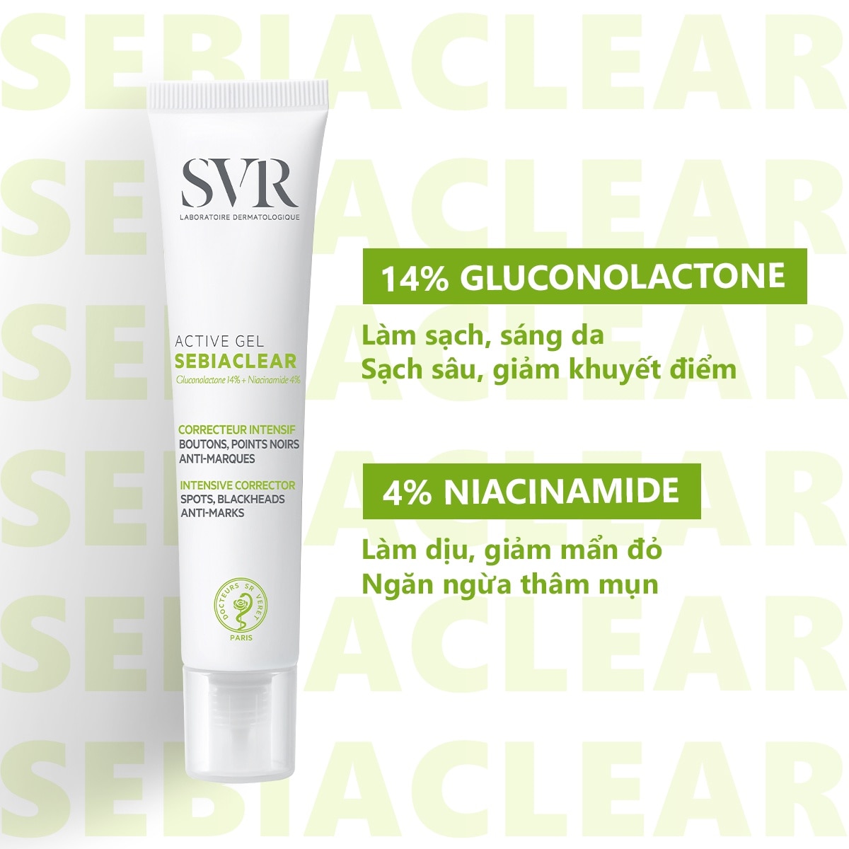 Gel Dưỡng Ẩm SVR Giảm Mụn Sebiaclear Active 40ml