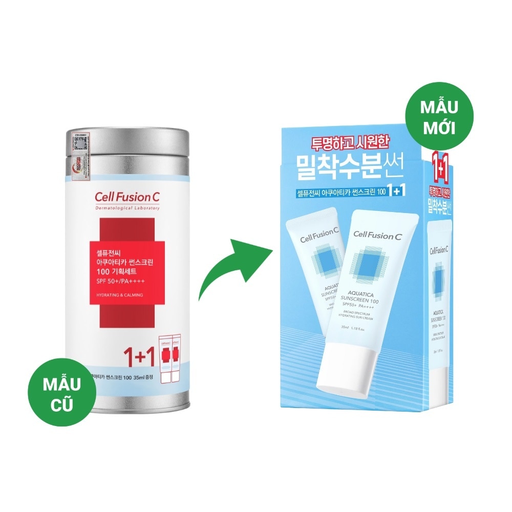 Kem Chống Nắng Cell Fusion C Cấp Ẩm, Dịu Da Aquatica Sunscreen 100 SPF50+/PA++++ 35ml+35ml