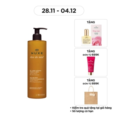 NUXE Gel Tắm Và Rửa Mặt Nuxe Chiết Xuất Mật Ong Reve De Miel Face and Body Ultra Rich Cleansing Gel 400ml