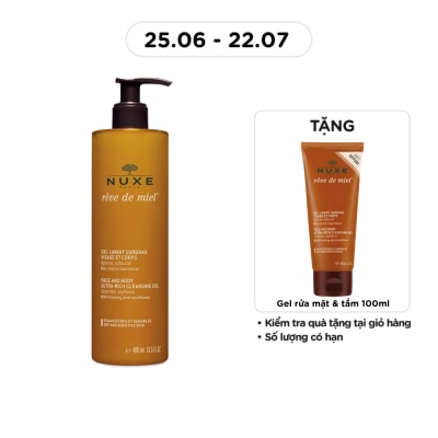 NUXE - Gel Tắm Và Rửa Mặt Nuxe Chiết Xuất Mật Ong Reve De Miel Face and Body Ultra Rich Cleansing Gel 400ml