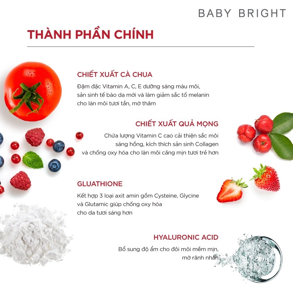 Mặt Nạ Môi Baby Bright Tomato & Gluta Bright Lip Mask 10g