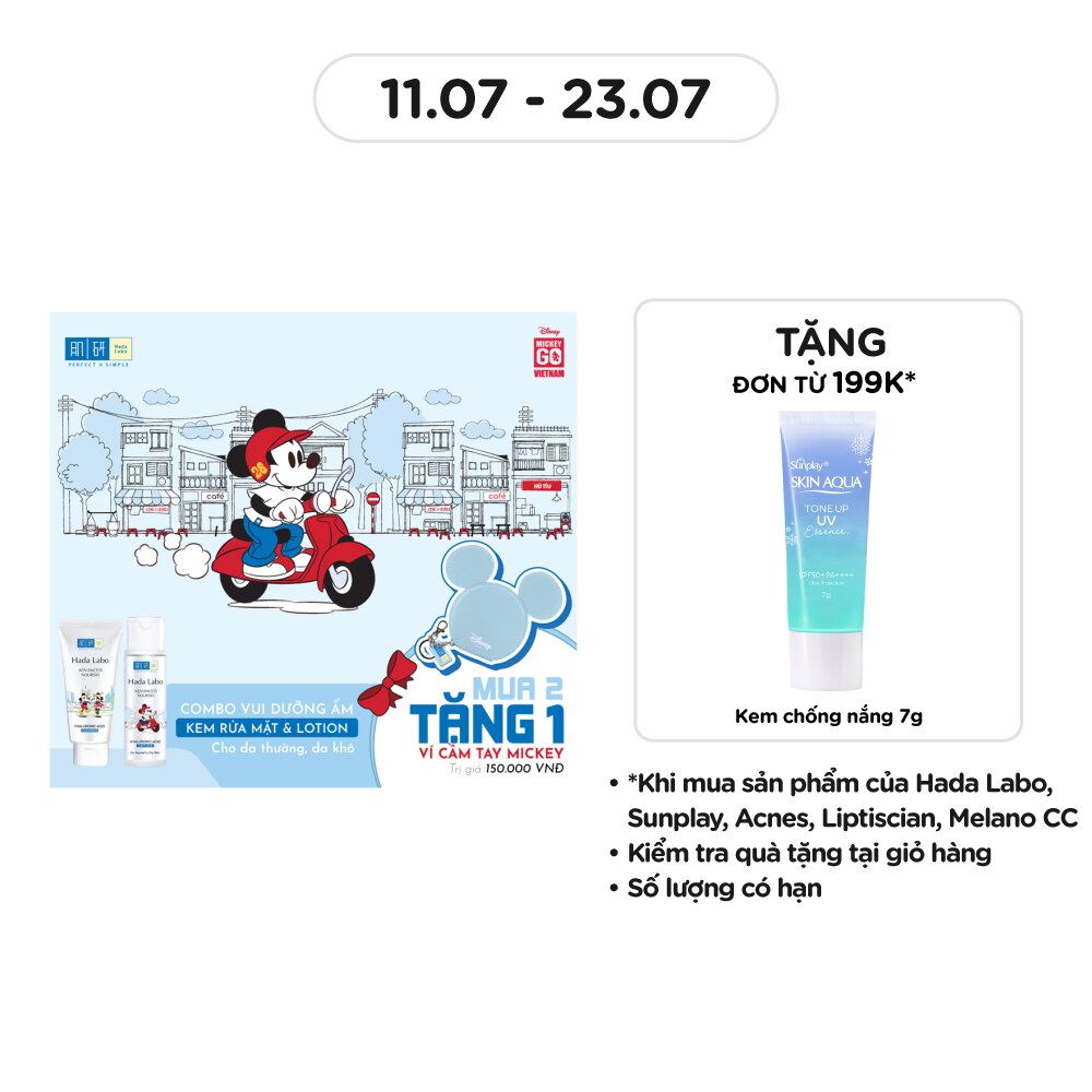 Combo For Normal, Dry Skin (Cleanser 80g + Lotion 170ml + Gift Mickey Handbag)