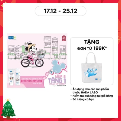 HADA LABO Combo Hadalabo Mickey Dưỡng Ẩm Cho Da Dầu (Kem Rửa Mặt 80g+ Lotion 170ml+ Tặng Ví Cầm Tay Mickey)