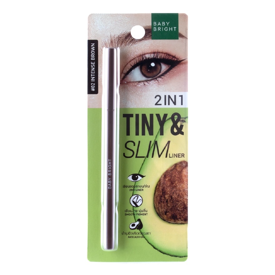 Chì Kẻ Mắt Baby Bright 2 In 1 Tiny & Slim Liner 0.1g .#02 Intense Brown