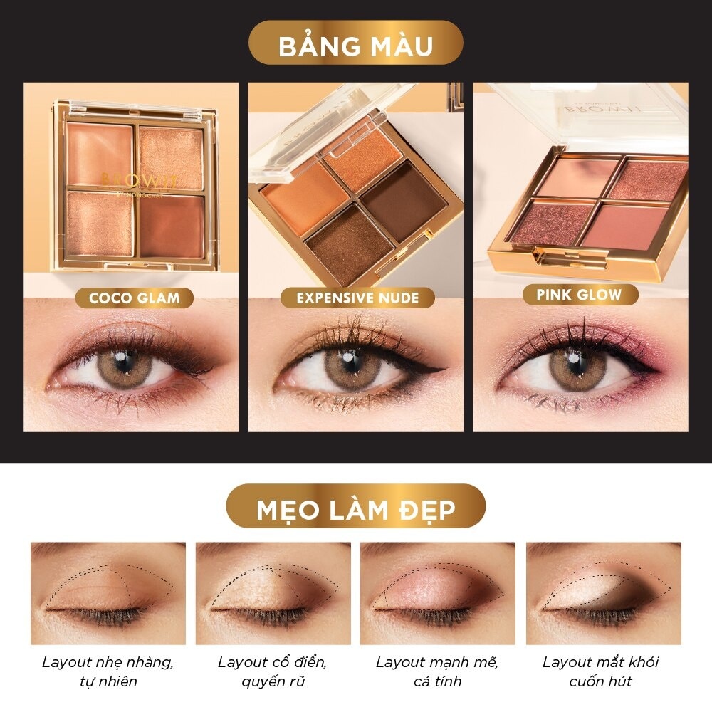 Bảng Phấn Mắt 4 Ô BROWIT Eyeshadow Palette 4g .# Coco Glam