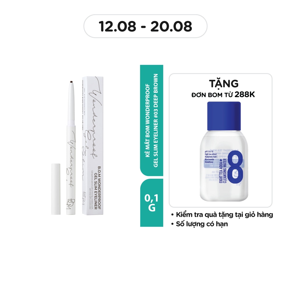 Chì Kẻ Mắt BOM Siêu Mảnh Lâu Trôi Wonderproof Gel Slim 0.1g .#03 Deep Brown Nâu Đậm Cuốn Hút