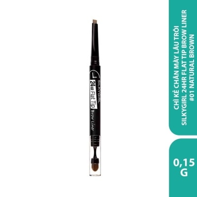 SILKYGIRL Chì Kẻ Mày Hai Đầu Silkygirl Lâu Trôi 24h Flat Tip Brow Liner 0.15g .#01 Natural Brown Nâu Tự Nhiên