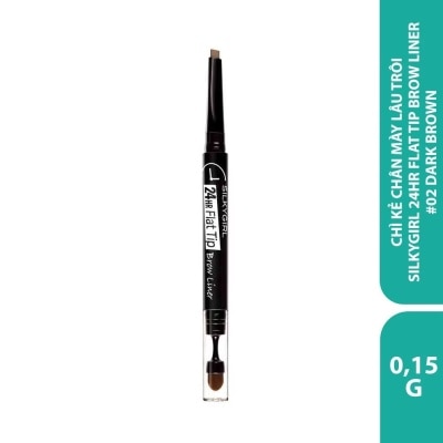 SILKYGIRL Chì Kẻ Mày Hai Đầu Silkygirl Lâu Trôi 24h Flat Tip Brow Liner 0.15g .#02 Dark Brown Nâu Đậm Cuốn Hút