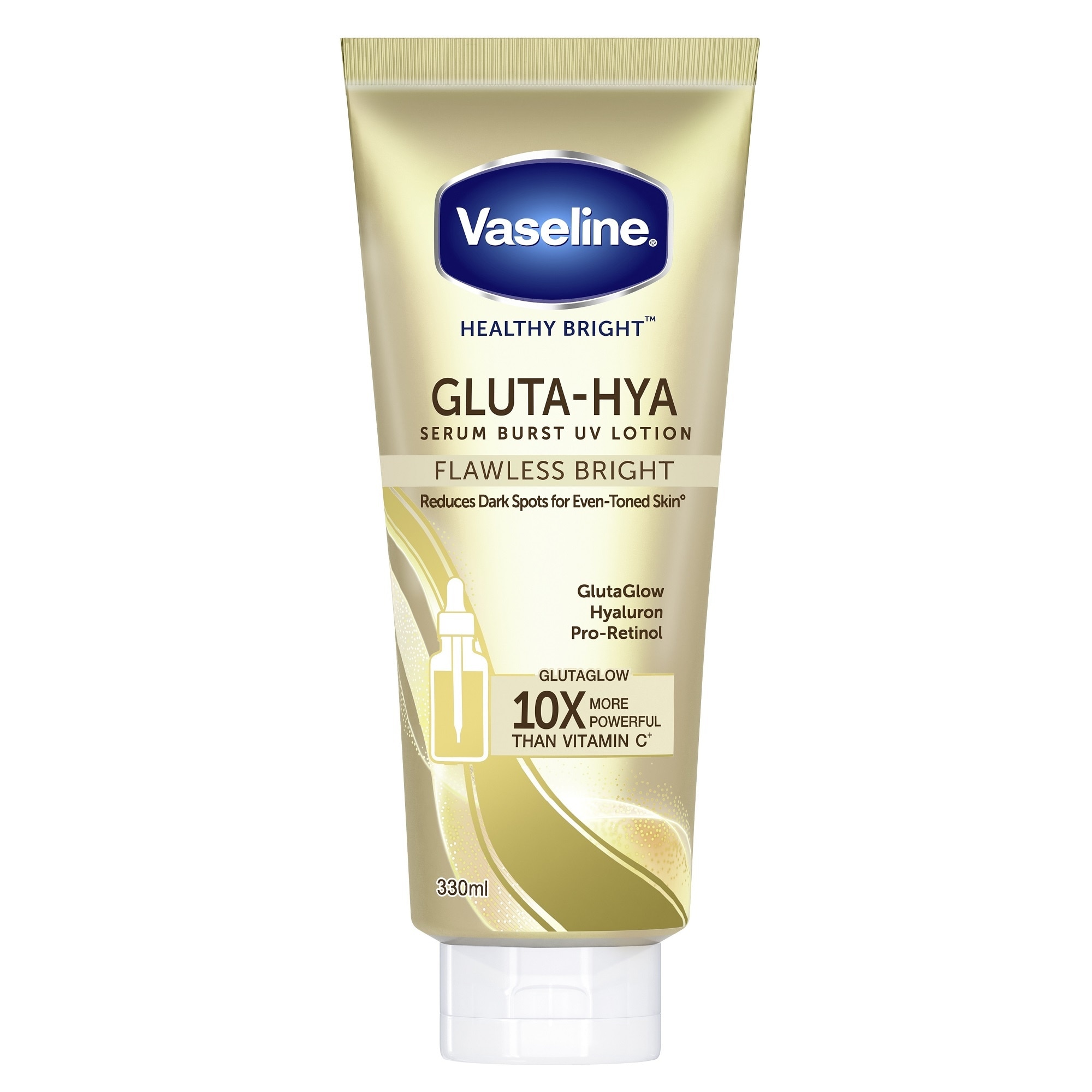 Serum Dưỡng Thể Vaseline Healthy Bright Gluta Hya Burst UV Lotion Flawless Bright 330ml