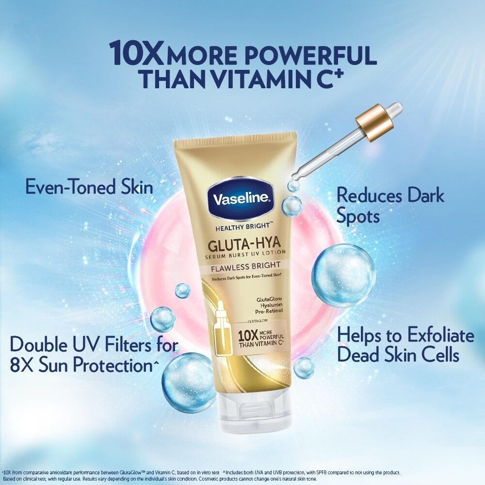 Serum Dưỡng Thể Vaseline Healthy Bright Gluta Hya Burst UV Lotion Flawless Bright 330ml