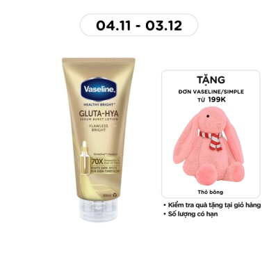 VASELINE Serum Dưỡng Thể Vaseline Healthy Bright Gluta Hya Burst UV Lotion Flawless Bright 300ml