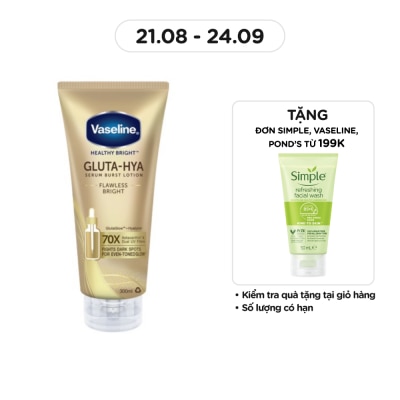 VASELINE Serum Dưỡng Thể Vaseline Healthy Bright Gluta Hya Burst UV Lotion Flawless Bright 300ml