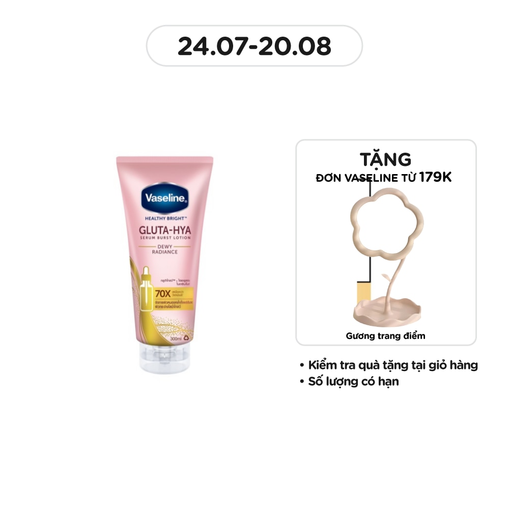 Serum Dưỡng Thể Vaseline Healthy Bright Gluta Hya Burst Lotion Dewy Radiance 300ml