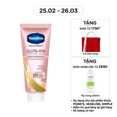 VASELINE Serum Dưỡng Thể Vaseline Healthy Bright Gluta Hya Burst Lotion Dewy Radiance 330ml