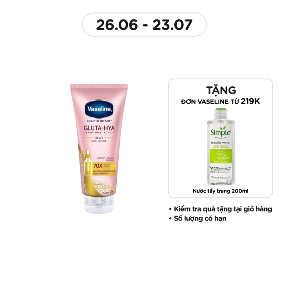 Serum Dưỡng Thể Vaseline Healthy Bright Gluta Hya Burst Lotion Dewy Radiance 300ml