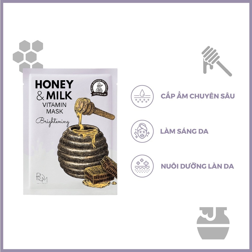 Mặt Nạ Bom Sáng Da Honey & Milk Brightening Vitamin Mask 25g