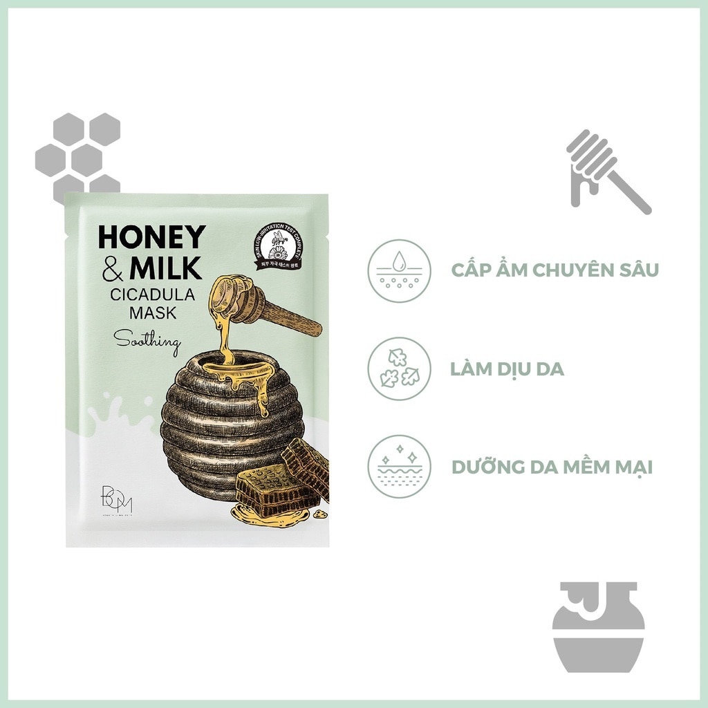 Mặt Nạ Bom Làm Dịu Da Honey & Milk Soothing Cicadula Mask 25g