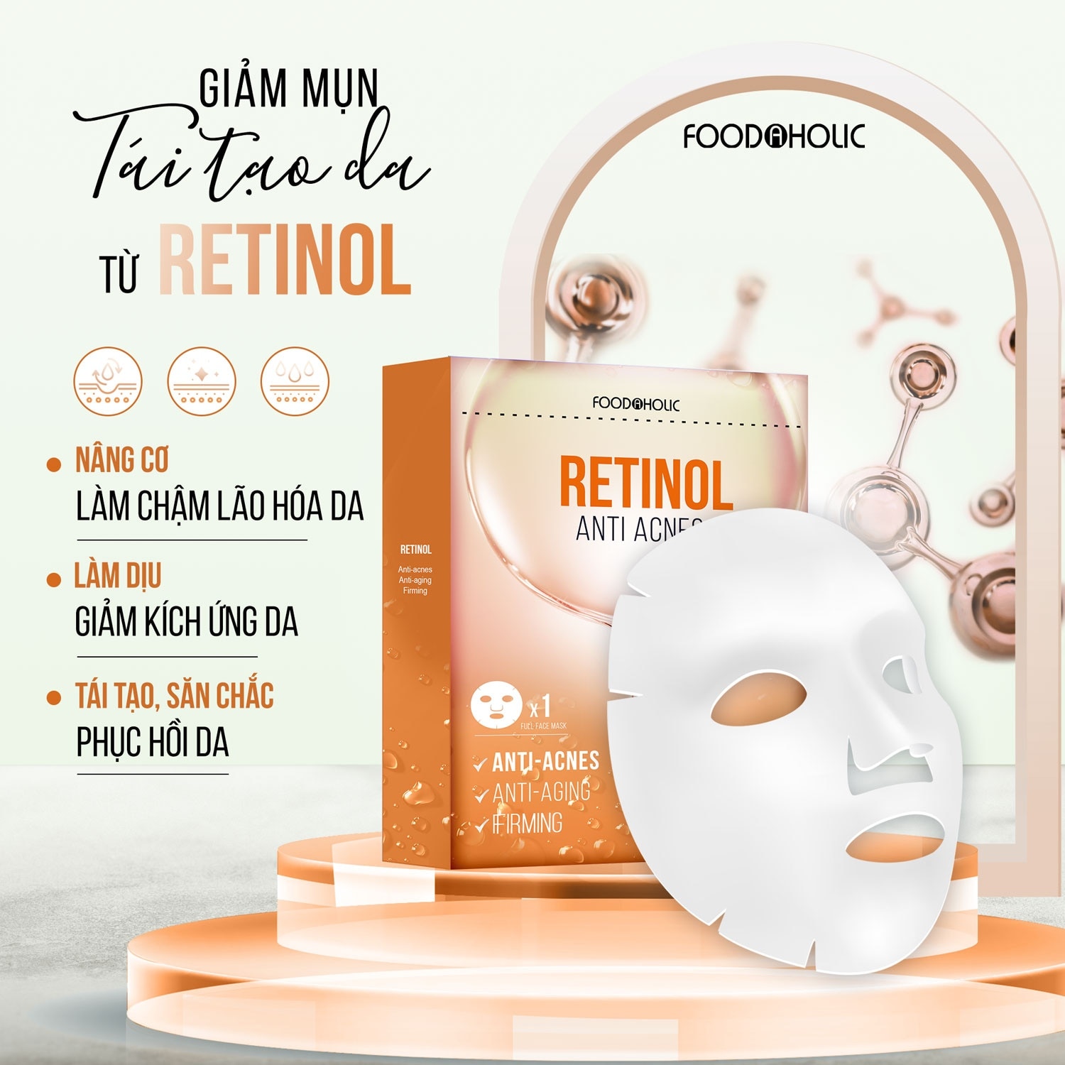 Mặt Nạ Foodaholic Giảm Mụn Kháng Viêm Retinol Anti Acne 23ml