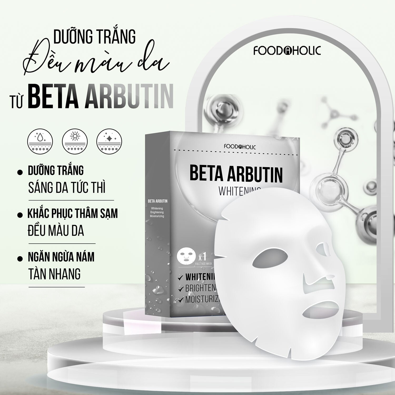 Mặt Nạ Foodaholic Dưỡng Trắng Làm Đều Màu Da Beta Arbutin Whitening Mask 23ml