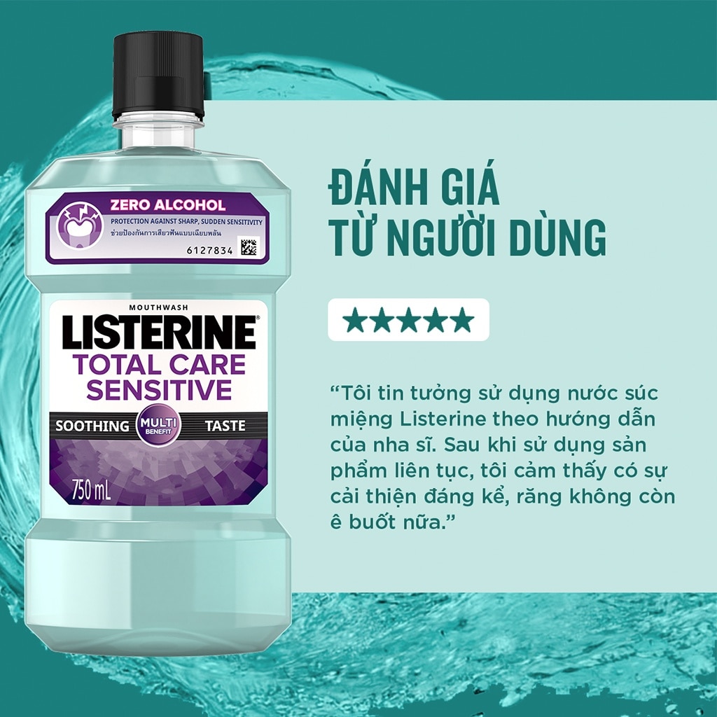 Nước Súc Miệng Cho Răng Nhạy Cảm Listerine Total Care Sensitive 750ml