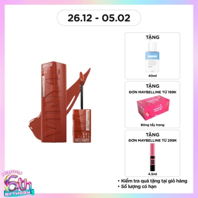 MAYBELLINE NEW YORK Son Kem Bóng Maybelline Super Stay Vinyl Ink 4.2ml .#130 Extra Đỏ Nâu Đất