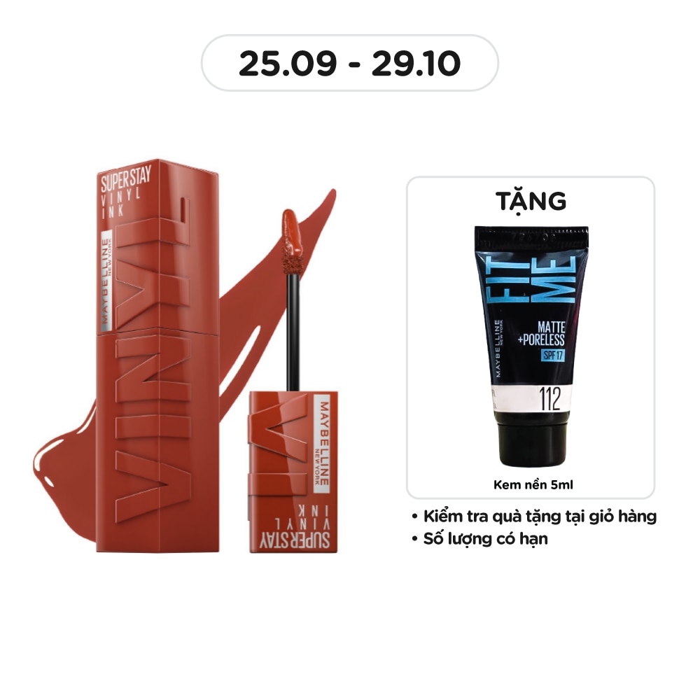 Son Kem Bóng Maybelline Super Stay Vinyl Ink 4.2ml .#130 Extra Đỏ Nâu Đất