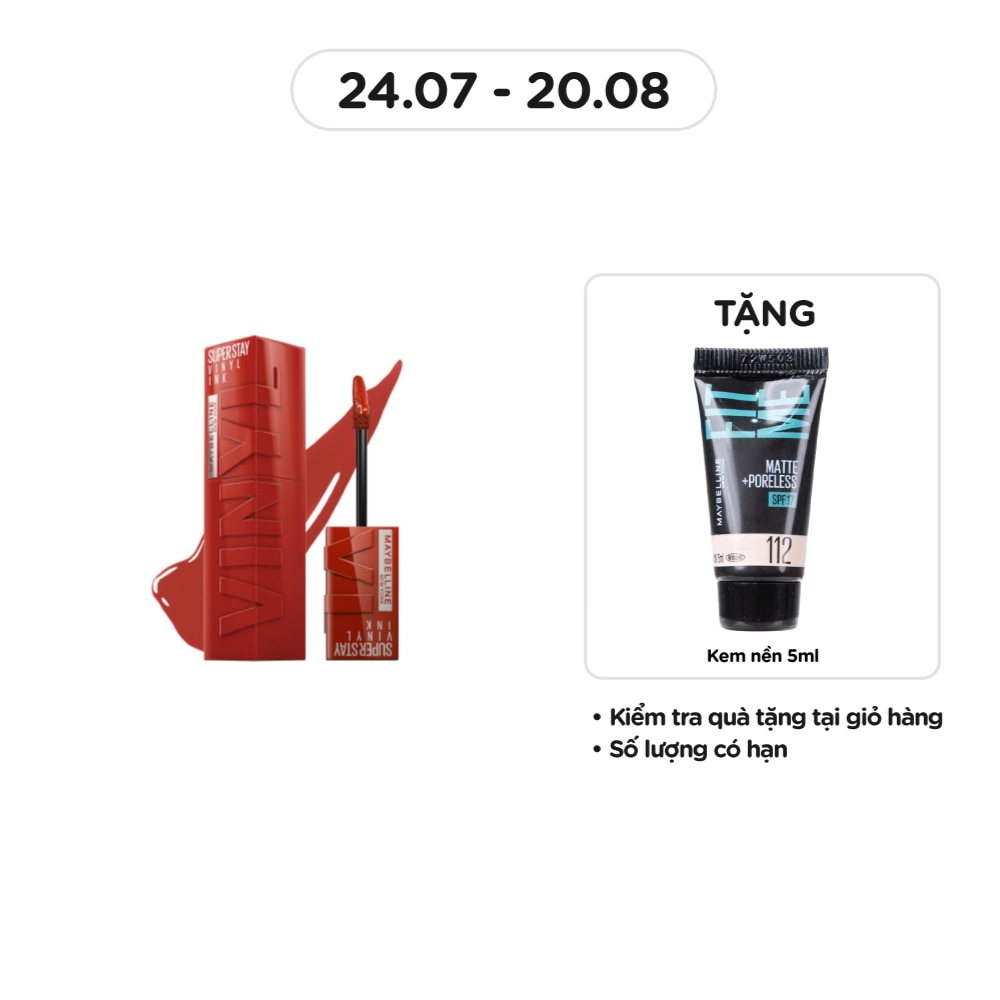 MAYBELLINE NEW YORK Son Kem Bóng Maybelline Super Stay Vinyl Ink 4.2ml .#61 Risky Gạch Đun