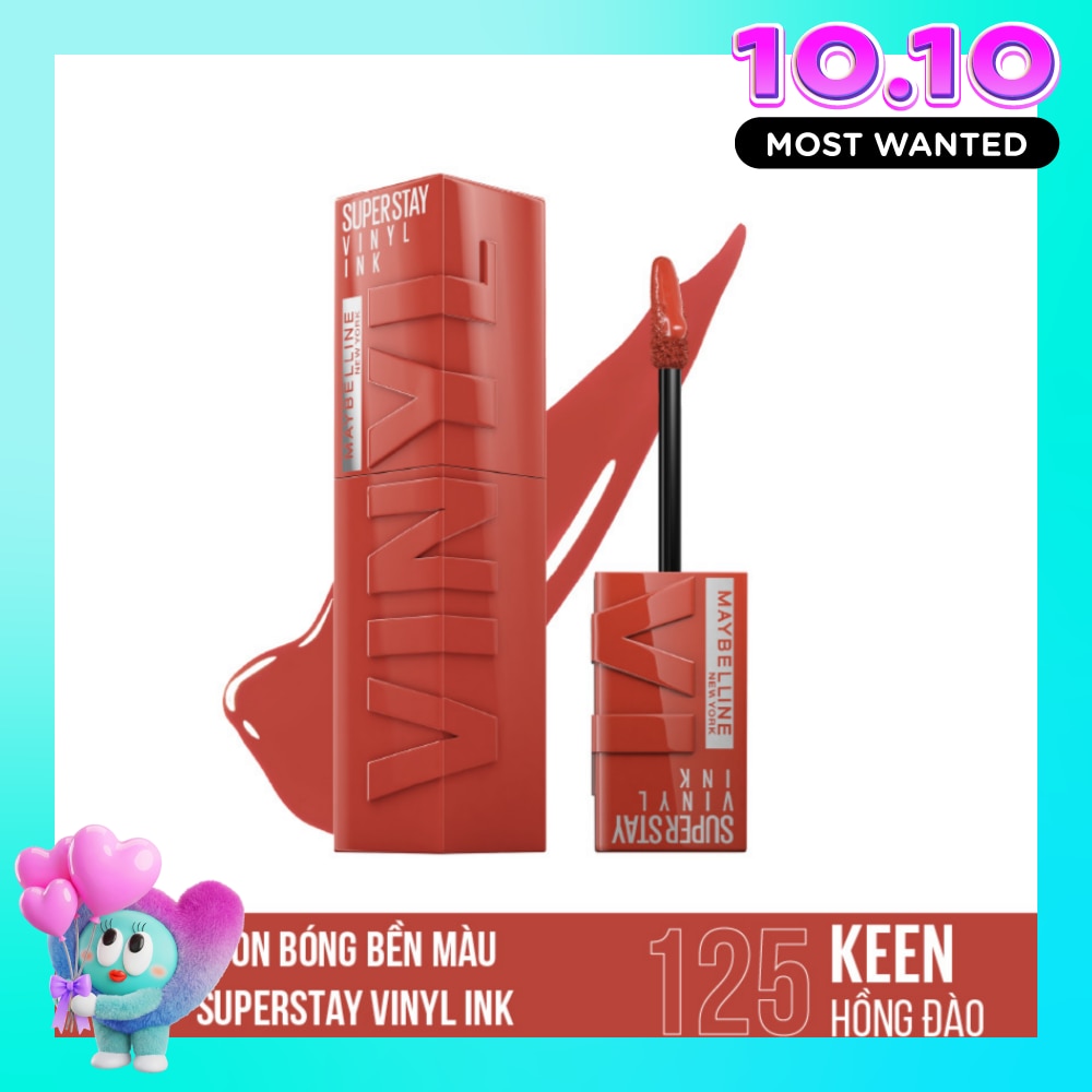 Son Kem Bóng Maybelline Super Stay Vinyl Ink 4.2ml .#125 Keen Hồng Đào Đất