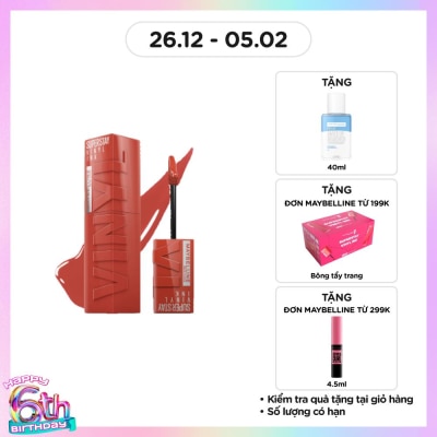 MAYBELLINE NEW YORK Son Kem Bóng Maybelline Super Stay Vinyl Ink 4.2ml .#125 Keen Hồng Đào Đất