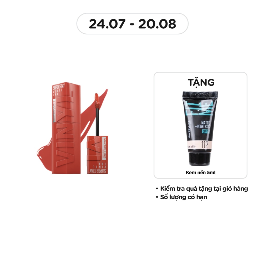 MAYBELLINE NEW YORK Son Kem Bóng Maybelline Super Stay Vinyl Ink 4.2ml .#125 Keen Hồng Đào Đất