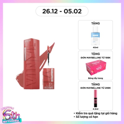 MAYBELLINE NEW YORK Son Kem Bóng Maybelline Super Stay Vinyl Ink 4.2ml .#62 Irresistible Nude Đất