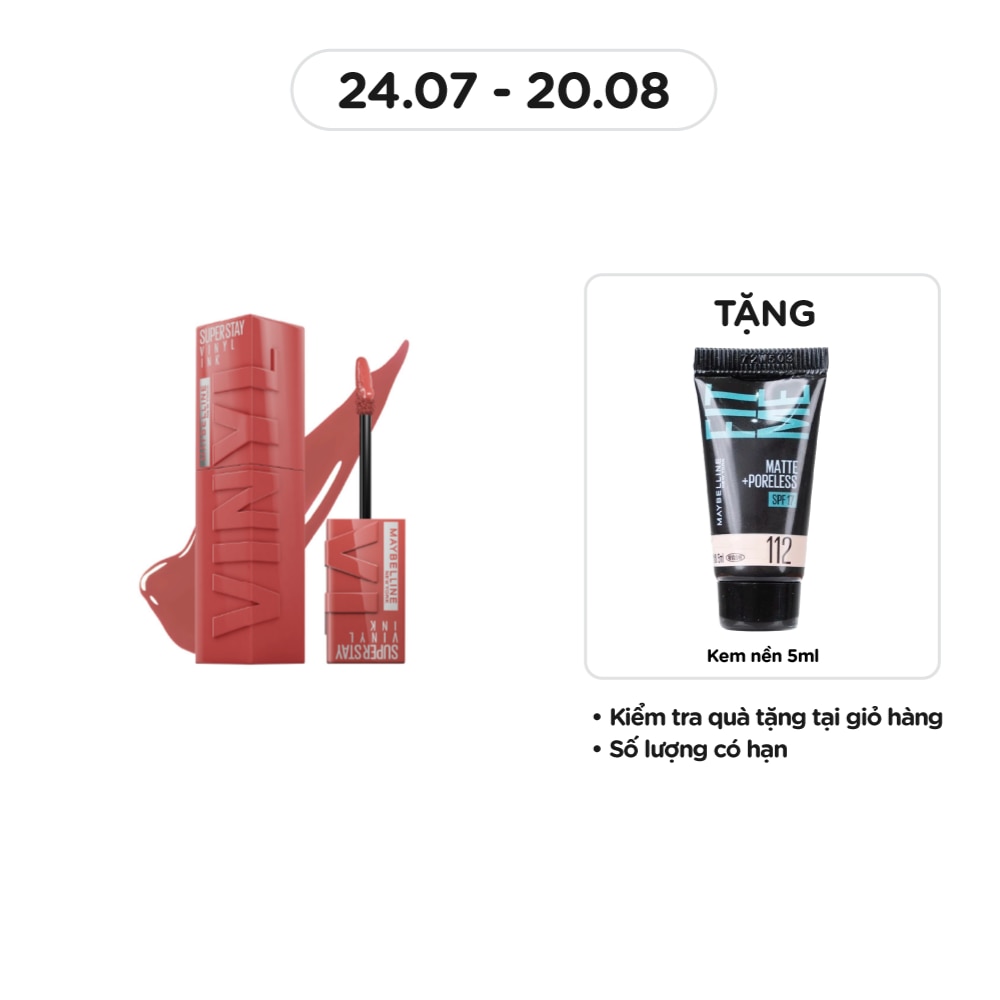 MAYBELLINE NEW YORK Son Kem Bóng Maybelline Super Stay Vinyl Ink 4.2ml .#62 Irresistible Nude Đất