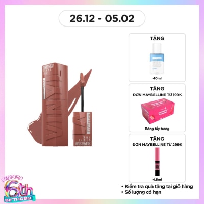 MAYBELLINE NEW YORK Son Kem Bóng Maybelline Super Stay Vinyl Ink 4.2ml .#120 Punchy Cam Đất